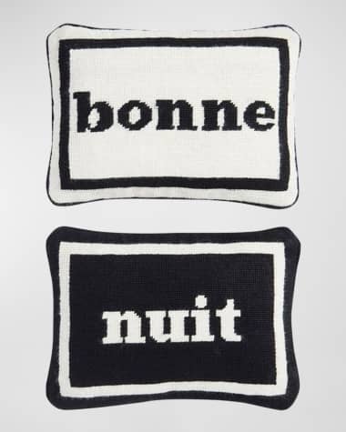 Jonathan Adler Bonne Nuit Needlepoint Pillows, Set of 2