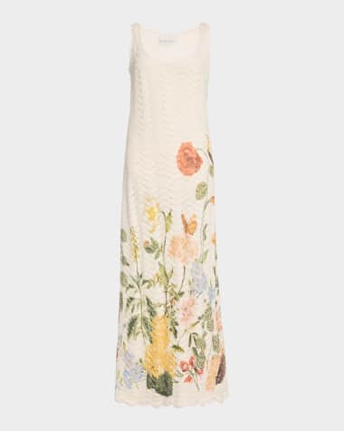 Cara Cara Orel Floral Crochet Knit Sleeveless Maxi Dress