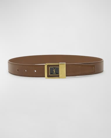 Saint Laurent YSL Center Buckle Leather Belt