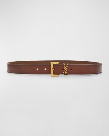 Saint Laurent YSL Brass & Leather Belt