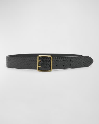 Saint Laurent Python Snakeskin Belt With a Square Buckle