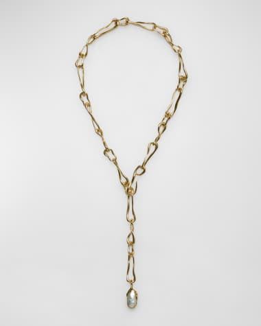 Cult Gaia Astrid Lariat Necklace with Pearlescent Detail