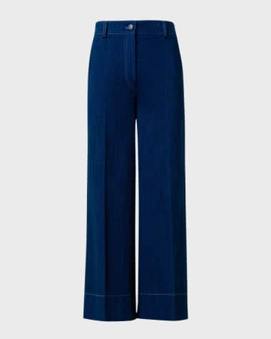 Akris punto Chiara High-Rise Wide-Leg Ankle Denim Pants