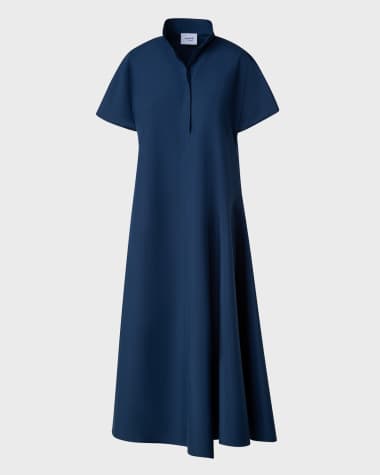 Akris punto Poplin Midi Dress with Half Circle Handkerchief Hem