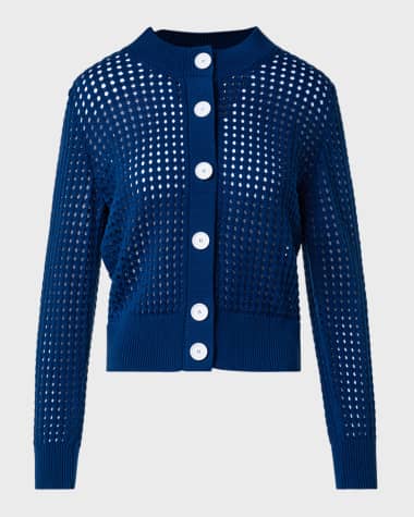 Akris punto Chunky Cotton Mesh Knit Cardigan