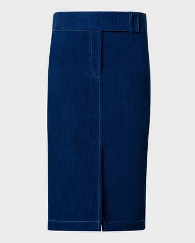 Akris punto Cotton Stretch Denim Midi Skirt