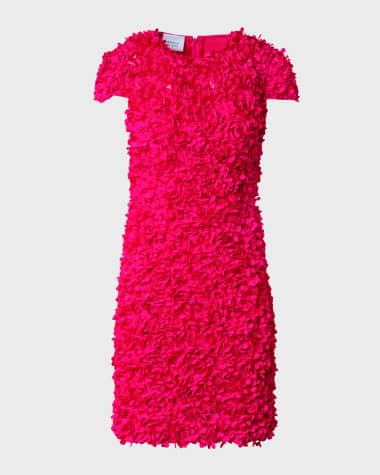 Akris punto Mix Media Mini Dress with 3D Lasercut Floral Details