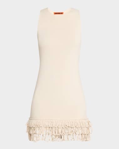 SIMONMILLER Albers Sleeveless Knit Looped-Fringe Mini Dress