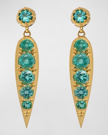 Jenna Blake Drop Emerald Earrings in Gold Frame