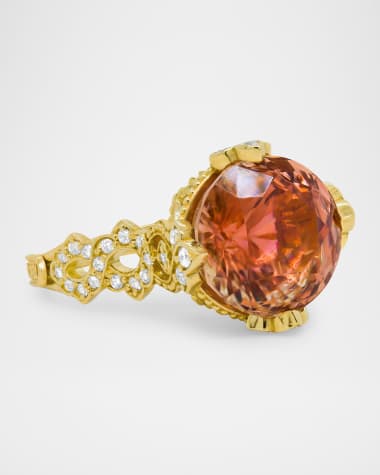 Stambolian 18K Yellow Gold Bicolor Tourmaline Ring with Diamonds