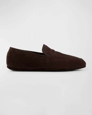 John Lobb Men's Kingston Suede Smoking Loafer Slippers