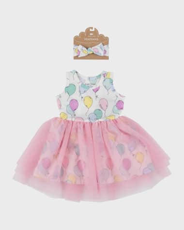 Angel Dear Girl's Balloons Twirly Tank Dress and Headband Set, Size 6M-24M