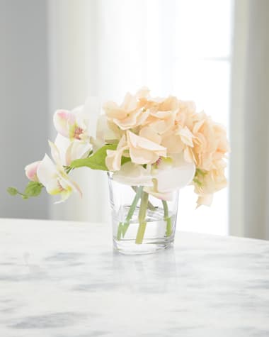 John-Richard Collection Real Touch Sweet Peach 8" Faux Floral Arrangement in Glass Vase