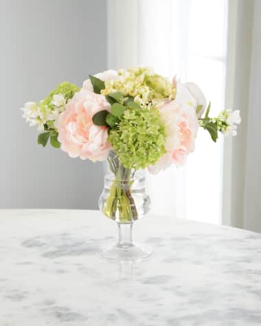 John-Richard Collection Blushing Orchid Garden 12" Faux Floral Arrangement in Glass Vase