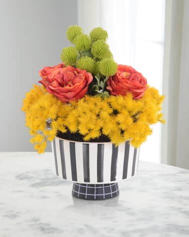 John-Richard Collection Thistle Pave 10" Faux Floral Arrangement in Ceramic Vase