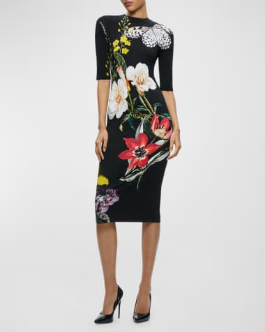 Alice + Olivia Delora Floral Printed Midi Dress