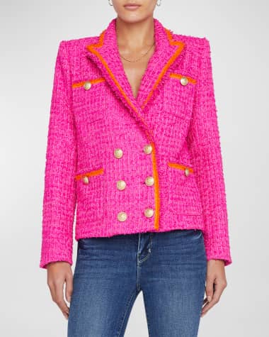 L'Agence Alectra Neon Tweed Collared Jacket