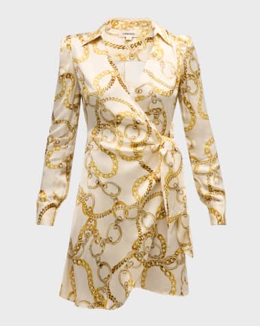 L'Agence Amani Chain Mini Wrap Shirtdress