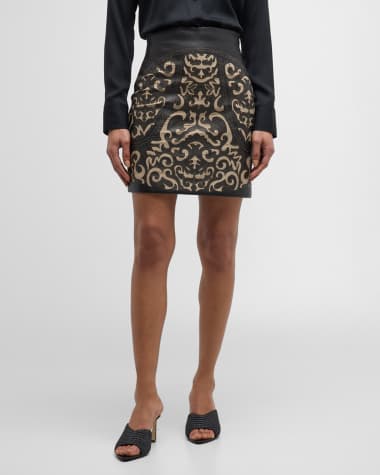 L'Agence Amour Laser-Cut Leather Mini Skirt