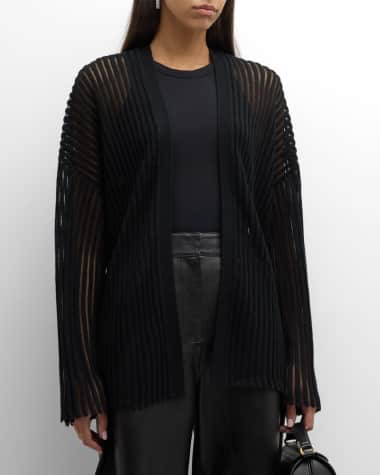 Co Sheer Cashmere-Silk Rib Cardigan
