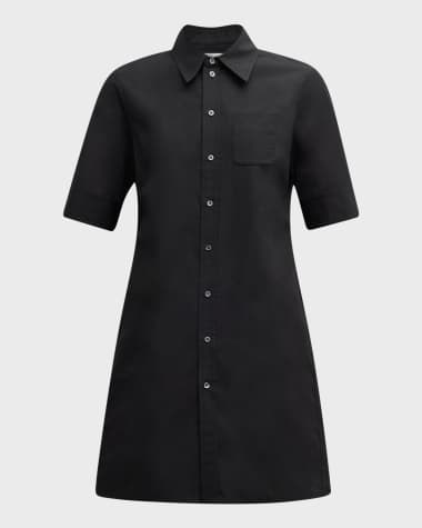 Co Short-Sleeve Patch-Pocket Collared Tunic Shirt