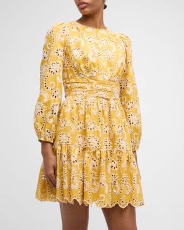 Shoshanna Costas Eyelet-Embroidered Cotton Mini Dress