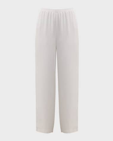 Eileen Fisher Cropped Straight-Leg Silk Pants