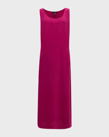 Eileen Fisher Sleeveless Scoop-Neck Crepe Midi Dress