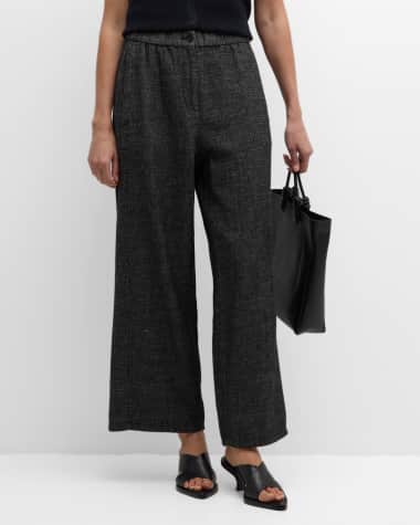 Eileen Fisher Cropped Wide-Leg Hemp-Organic Cotton Pants