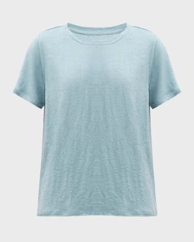 Eileen Fisher Short-Sleeve Crewneck Organic Linen Jersey Tee