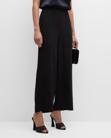 Black Silk Crepe Pleat Detail Pant - WOMEN Pants