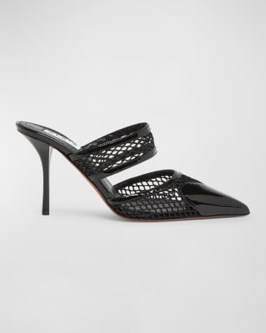 ALAIA Patent Heart-Toe Stiletto Mules