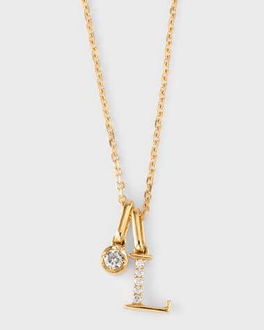 Frederic Sage 18K Yellow Gold Initial L Diamond Pendant Necklace, 18"L