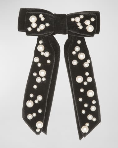 Jennifer Behr Teagan Pearly Velvet Bow Barrette