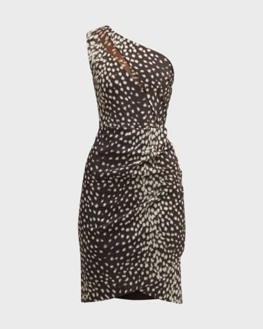 Leopard-Pint Silk-Wool Midi Slip Dress By Brandon Maxwell