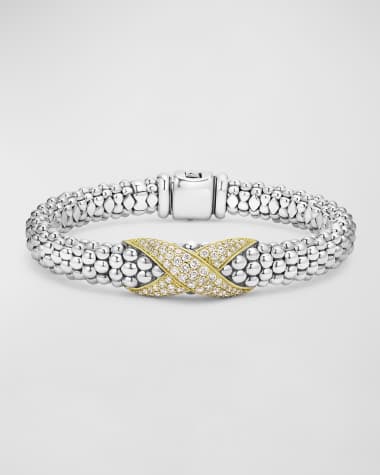 LAGOS Sterling Silver and 18K Embrace Diamond Pave Rope Bracelet