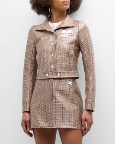 Courreges Re-Edition Checked Print Vinyl Short Jacket
