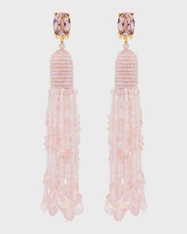 Oscar de la Renta Dripping Tassle Beaded Earrings