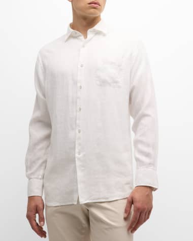 Peter Millar Men's Coastal Garment-Dyed Linen Sport Shirt