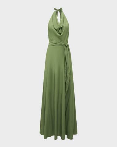 Diane von Furstenberg McKibbin Sleeveless A-Line Halter Maxi Dress