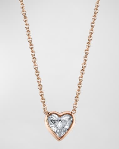 SHAY 18K Rose Gold Bezel Solitaire Diamond Heart Necklace