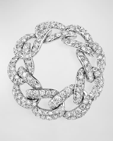 SHAY 18K White Gold Essential Pave Diamond Link Ring, 10mm
