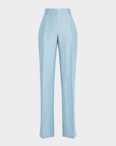 Lafayette 148 New York Gates High-Rise Straight-Leg Linen-Blend Pants