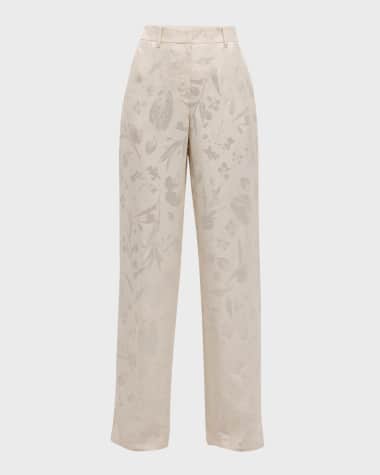 Lafayette 148 New York Gates Straight-Leg Eco Flora Jacquard Pants