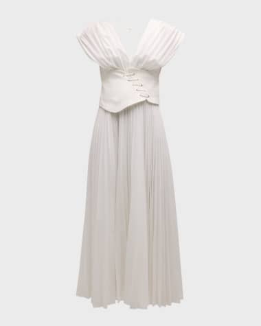 Acler Airlie Pleated Corset Midi Dress