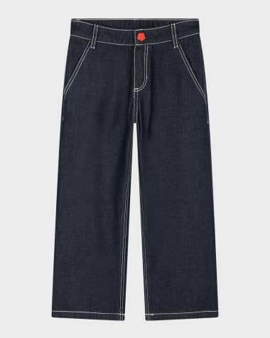 Kenzo Girl's Logo-Printed Dark Wash Jeans, Size 4-12