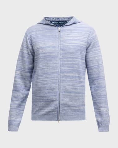 Peter Millar Men's Ravello Melange Hooded Full-Zip Sweater