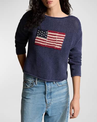 Polo Ralph Lauren Flag Pointelle Cotton-Linen Sweater