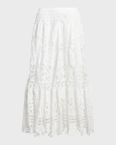 Polo Ralph Lauren Battenberg Lace Linen Midi Skirt