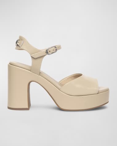 NeroGiardini Leather Chunky Ankle-Strap Platform Sandals